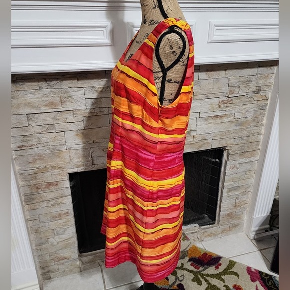 Jessica‎ Howard vintage y2k striped sunrise midi sheath dress plus size 16 - Picture 2 of 6